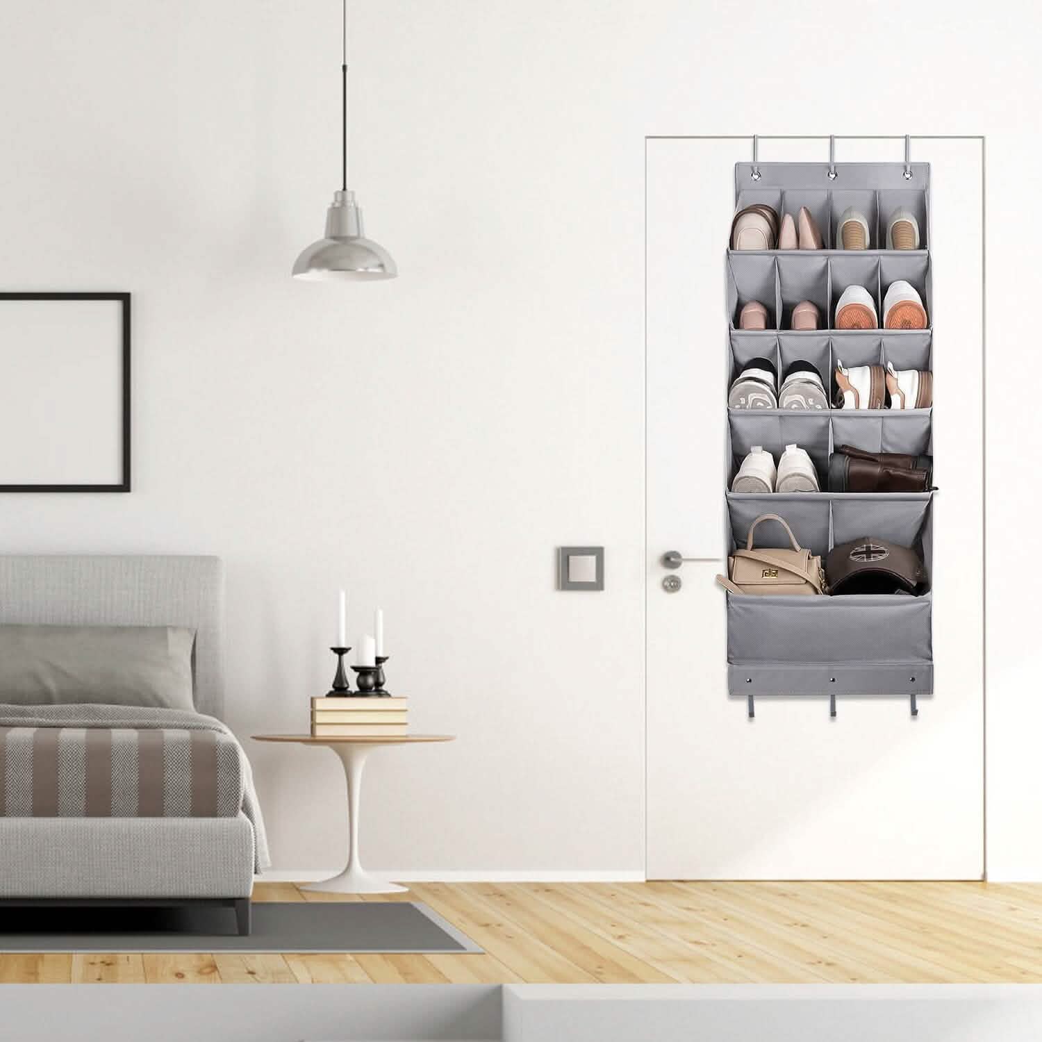 Over-The-Door Shoe Organizer – 16 Pockets & 6 Hooks, 5 Tiers