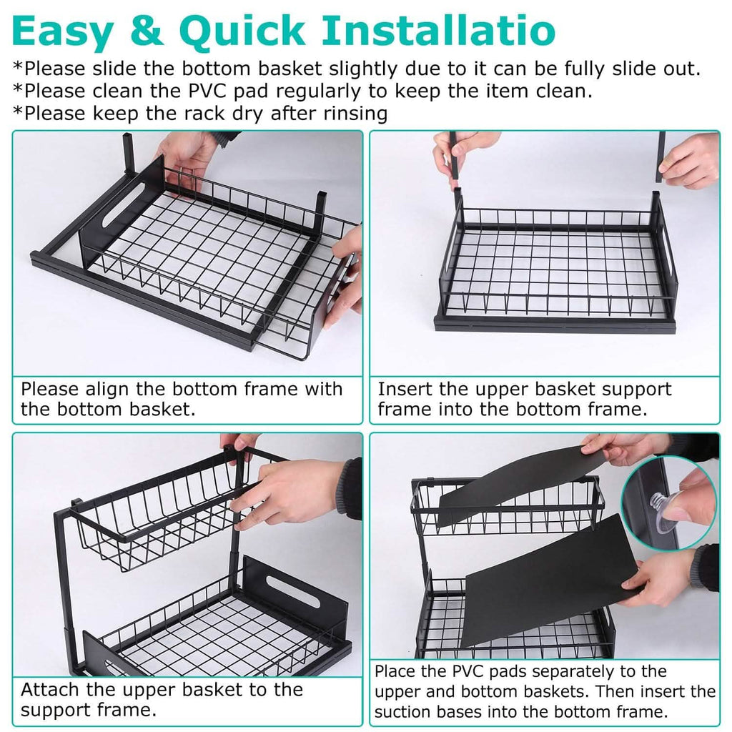 2-Tier Under Sink Organizer with Pull-Out Baskets – Adjustable Shelves