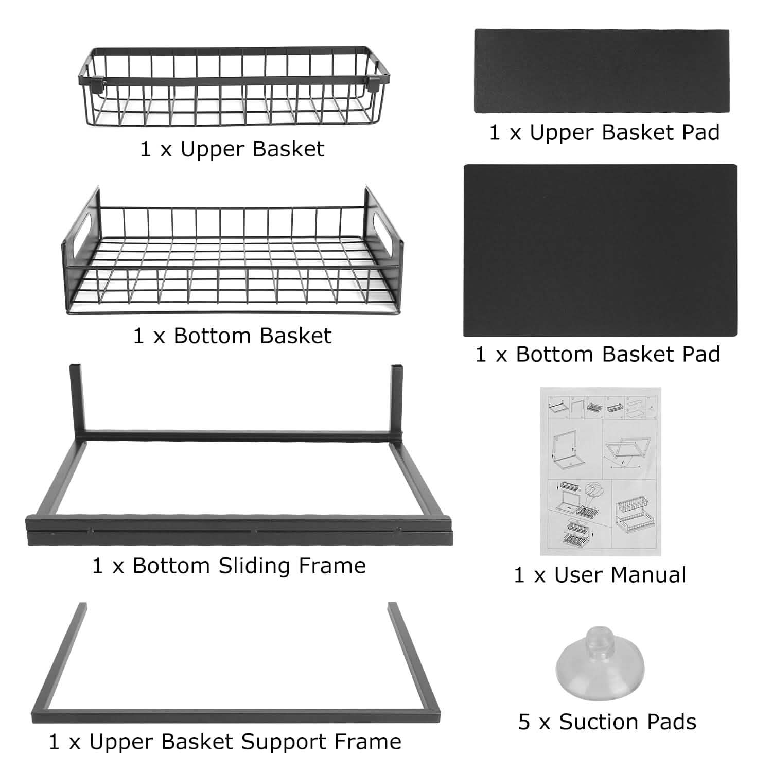 2-Tier Under Sink Organizer with Pull-Out Baskets – Adjustable Shelves